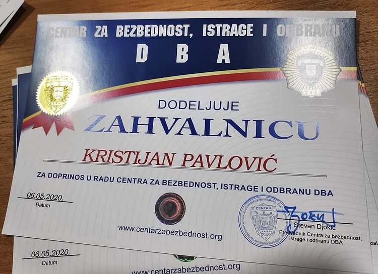 Zahvalnica DBA centar